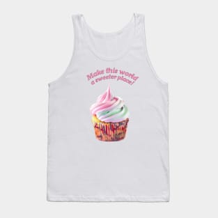 Unicorn Cupcake with Pink and Teal Frosting Tank Top